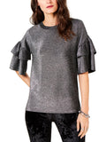 Grey Ruffled Blouse Z86249