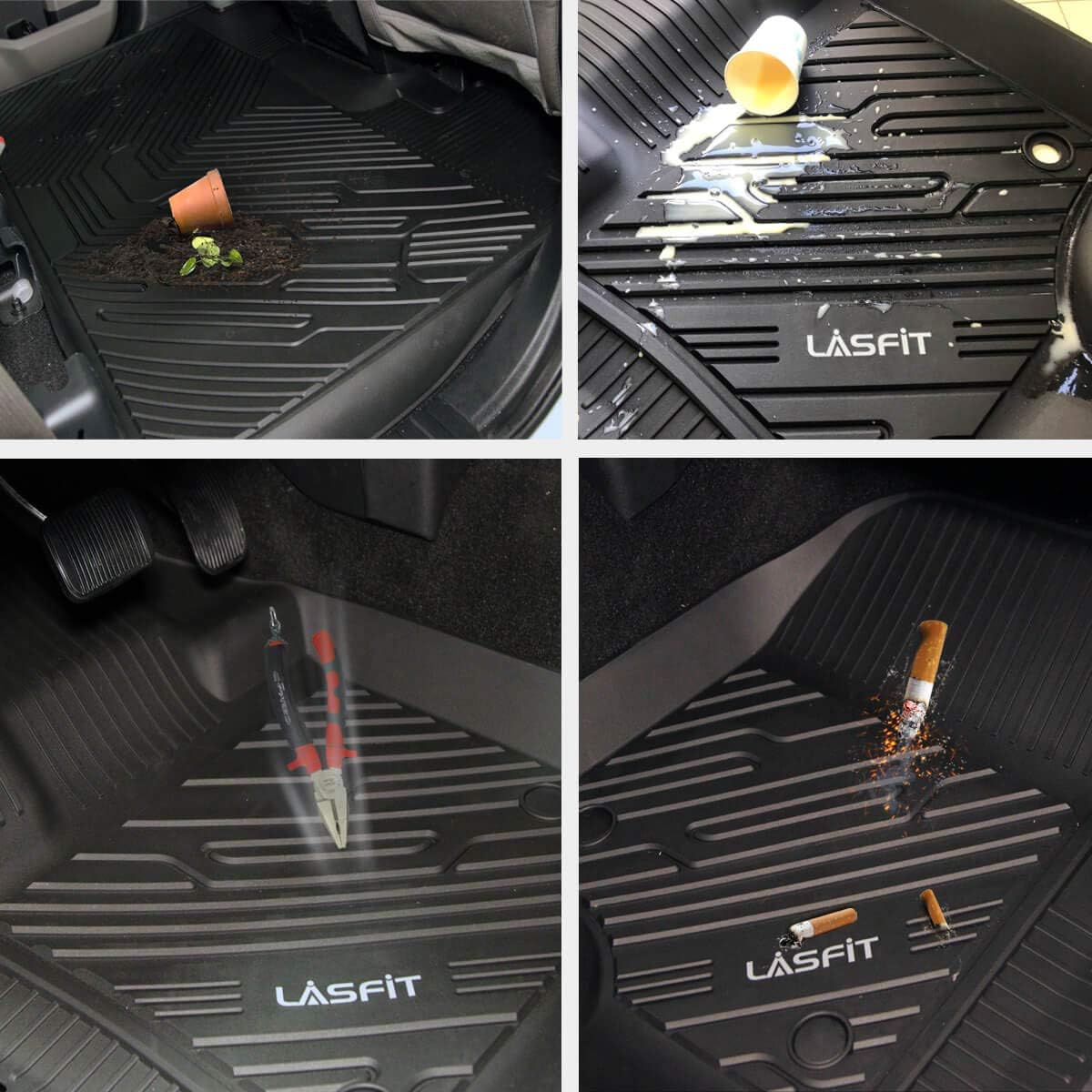 Black All Weather TPE Car Floor Mats W99243