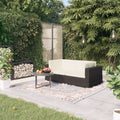 Set of 2 Black Poly Rattan Corner Sofa with Cushions Powder-Coated Steel Frame Outdoor Furniture Z3407