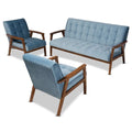 Light Blue Velvet Upholstered Wood 3-Piece Living Room Set C9299