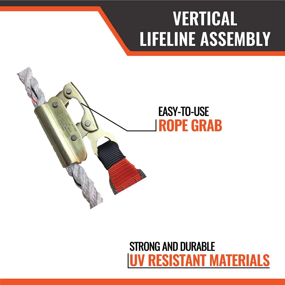 100’ Vertical Lifeline Assembly with Shock Absorber and 18” Extension Lanyard W55055