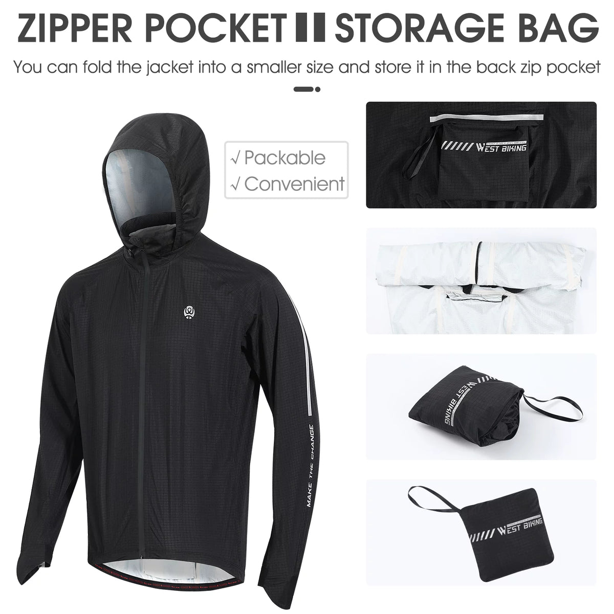Black Windproof Cycling Jacket S10587
