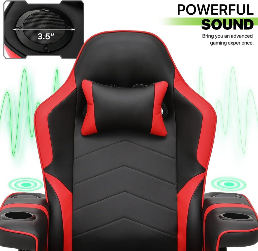 Red PU Leather 360° Swivel Recliner Massage Chair with Footrest I88793