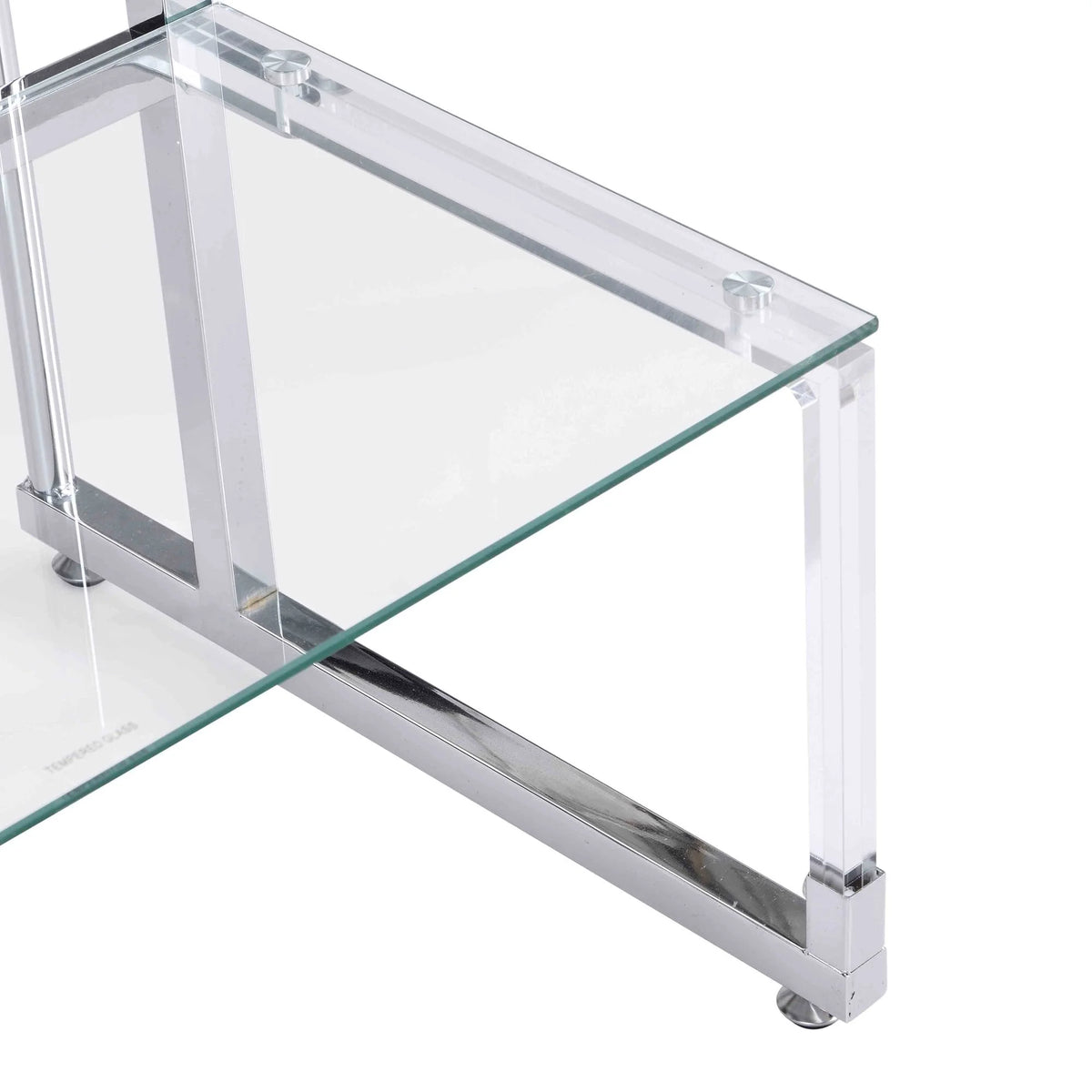 Silver Chrome 2-Tier Acrylic Glass Side Table I242021