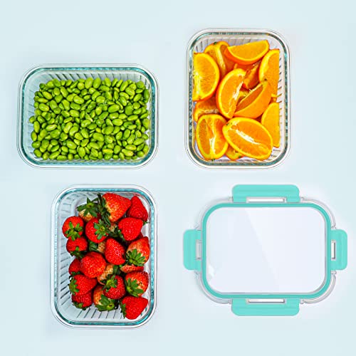 5 Packs 36 oz Glass Food Storage Containers with Lids, White V583