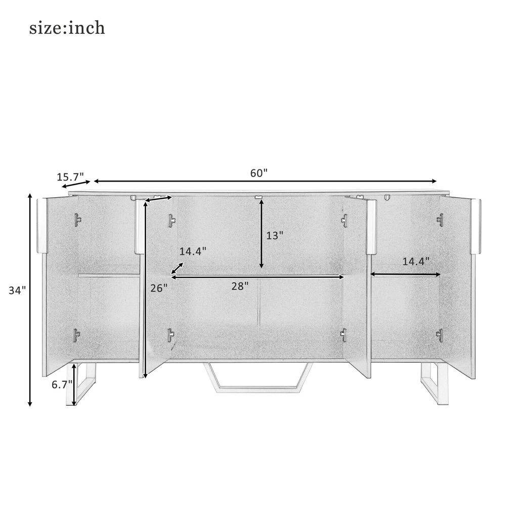 Modern Sideboard with Four Doors and Adjustable Shelves P52131