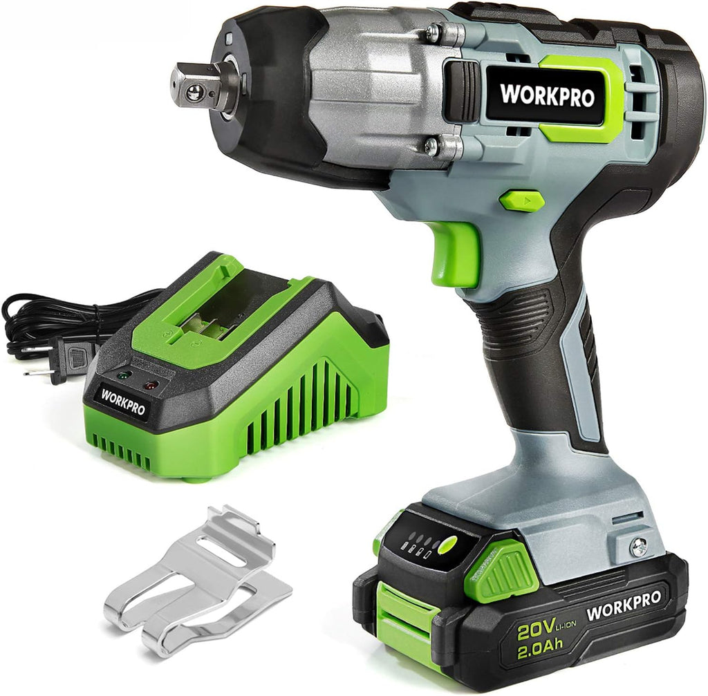 20V Cordless Impact Wrench, 1/2-inch, 320 Ft Pounds Max Torque, 2.0Ah Li-ion Battery with Fast Charger, Belt Clip R683262