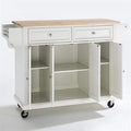 Natural Wood Top Kitchen Cart in White X3468