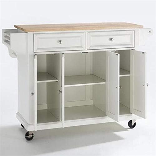 Natural Wood Top Kitchen Cart in White X3468