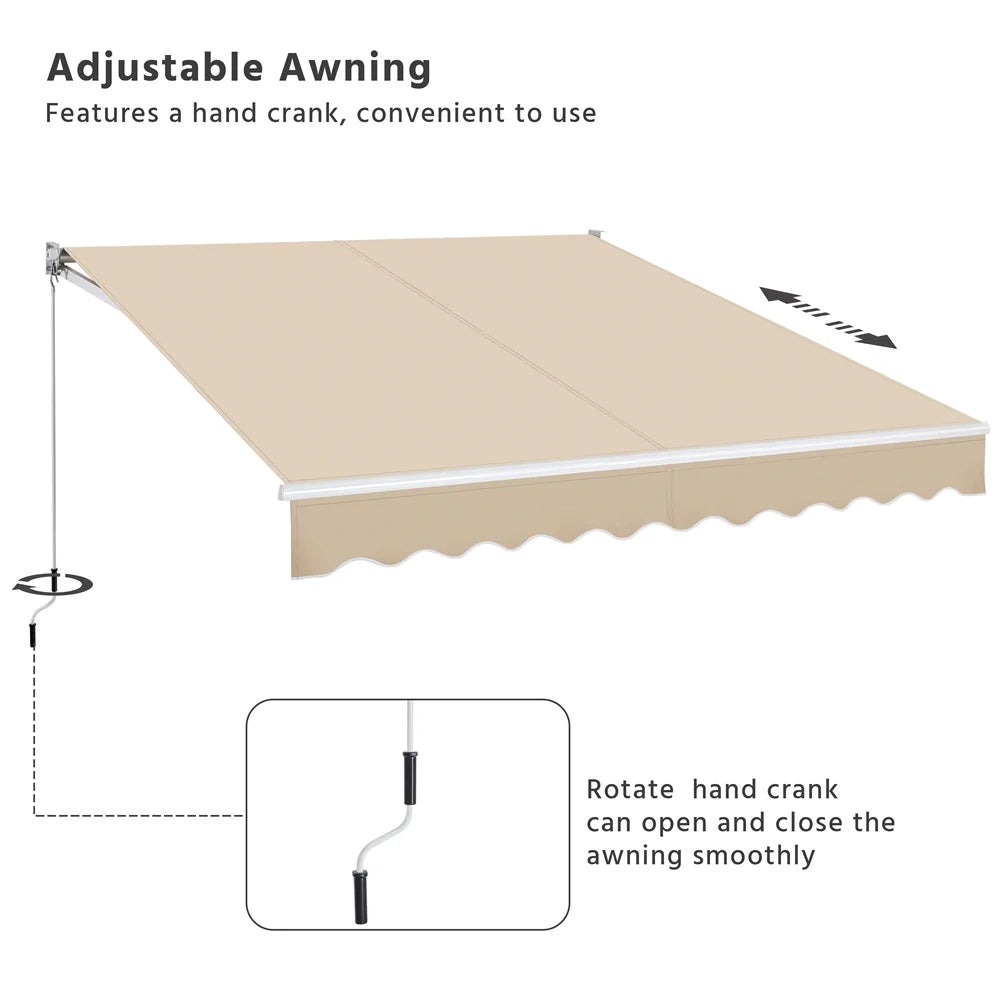 Beige Manual Retractable Outdoor Patio Awning Z659582