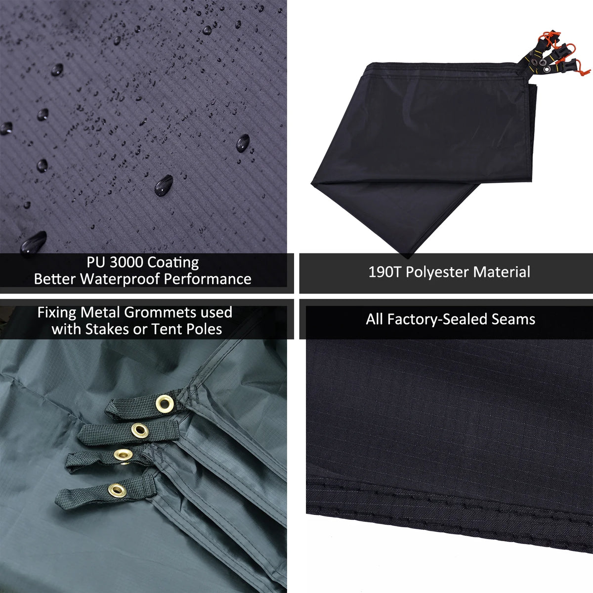 Waterproof Ultralight Camping Tarp Ground Sheet 4 person 86'' x 90'' K2470