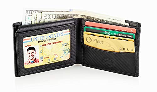 Leather Bifold Wallet with ID Window and RFID Blocking T4713