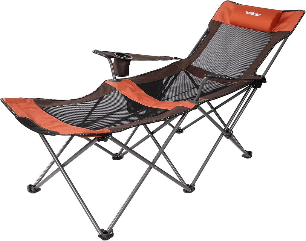 Camp Chairs for Adults Folding Beach Chairs 2 in 1 Portable Lightweight Mesh Lounger Chair with Removable Table T760129