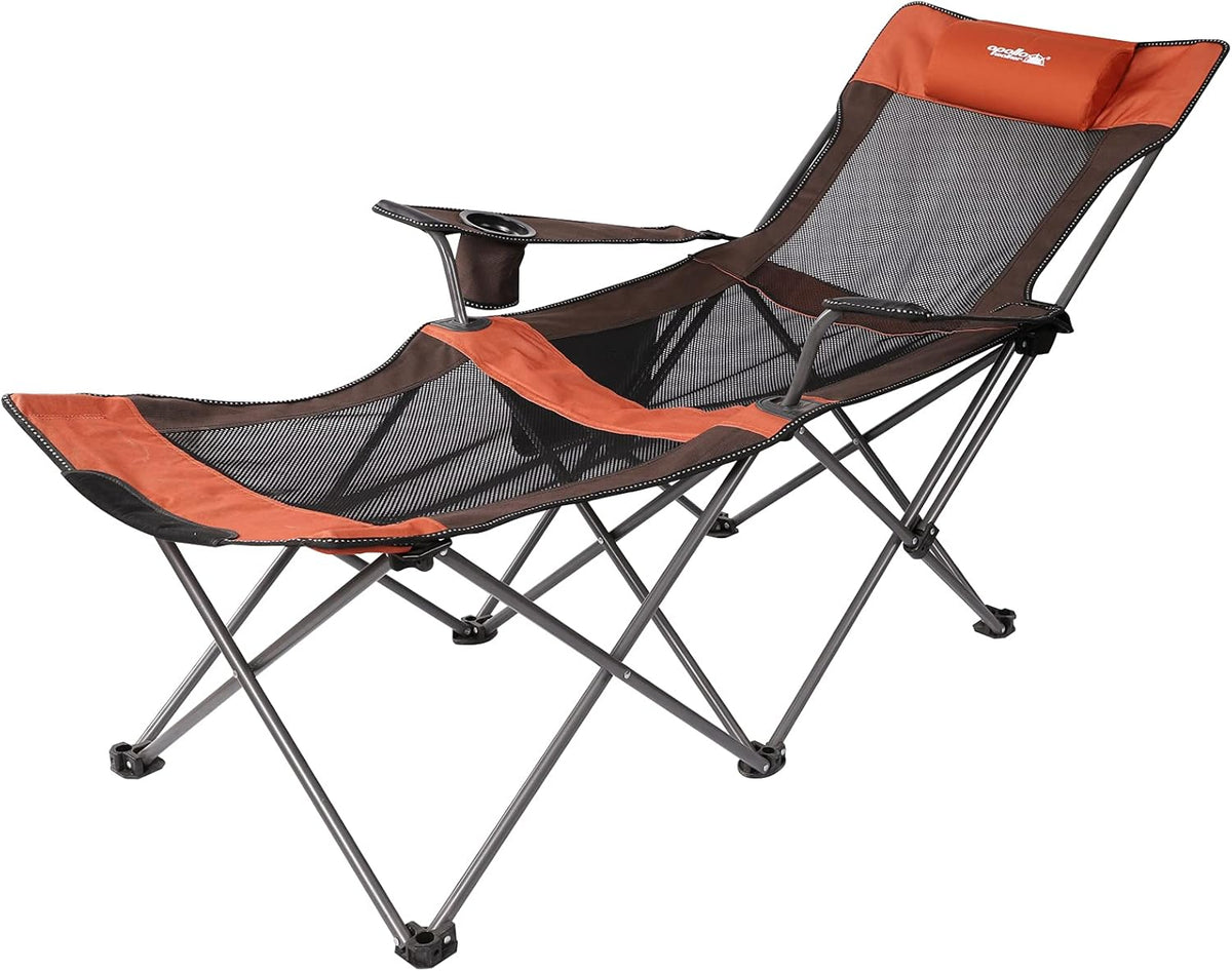 Camp Chairs for Adults Folding Beach Chairs 2 in 1 Portable Lightweight Mesh Lounger Chair with Removable Table T760129