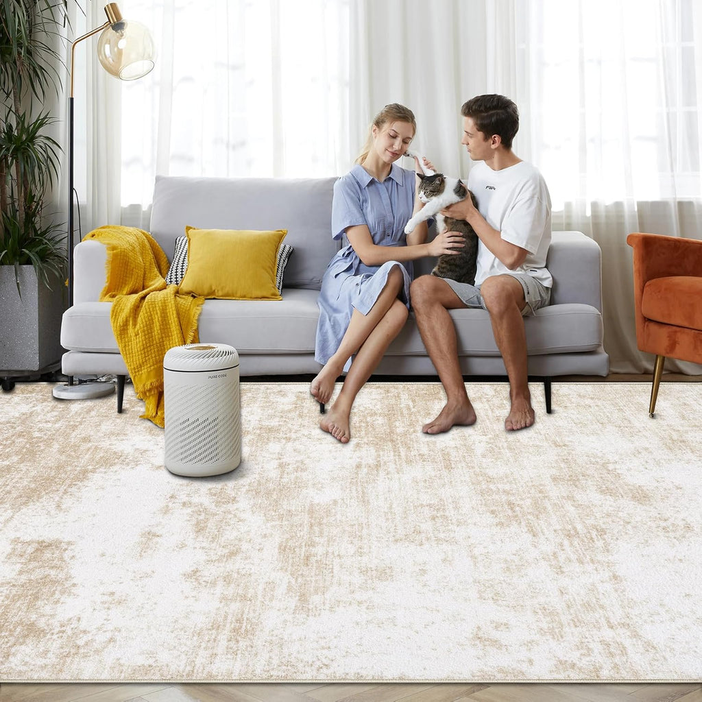 Beige 8x10 Washable Area Rug E811665