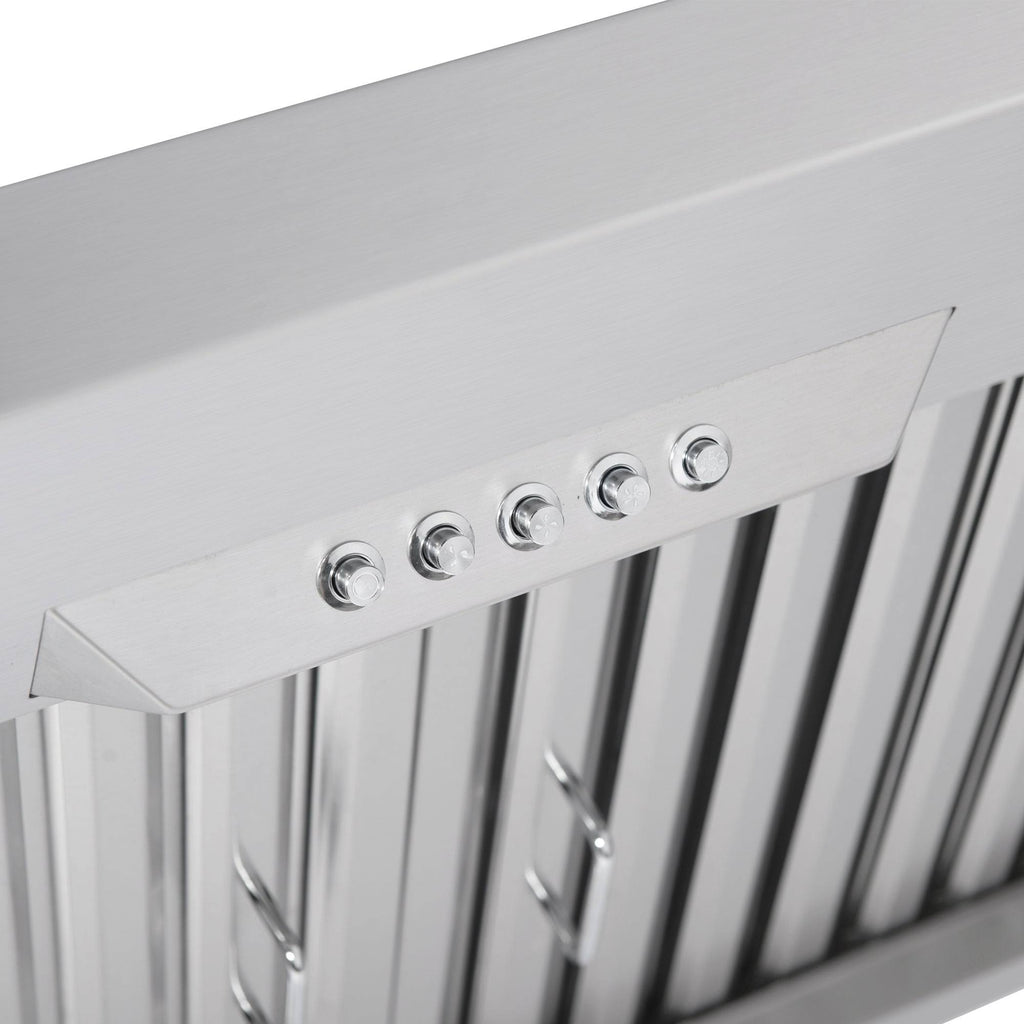 Stainless Steel Ducted Under Cabinet Range Hood with Push Button Controls, LED Lighting and Permanent Filters R524