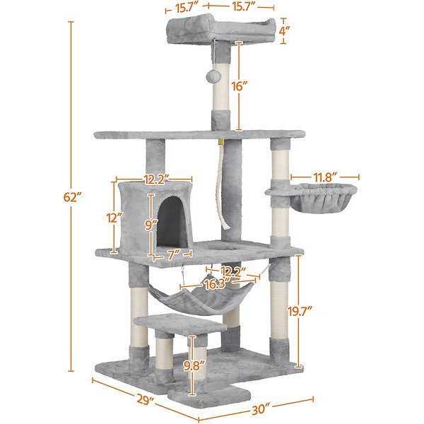 61.5-in Plush Cat Tree Condo X716707