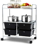 White 4 Drawer 2 Shelf Rolling Storage Cart P541819