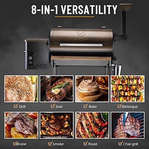 Pellet Grill Smoker with PID Controller, LCD Screen, 2 Meat Probes, Storage Cabinet, 697 sq in Cooking Area, Rain Cover, Bronze T125