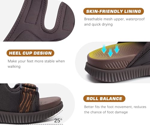 Mens Orthotic Sandals Athletic Recovery Sport Slides Adjustable Strap Open Toe Walking Sandals O68521