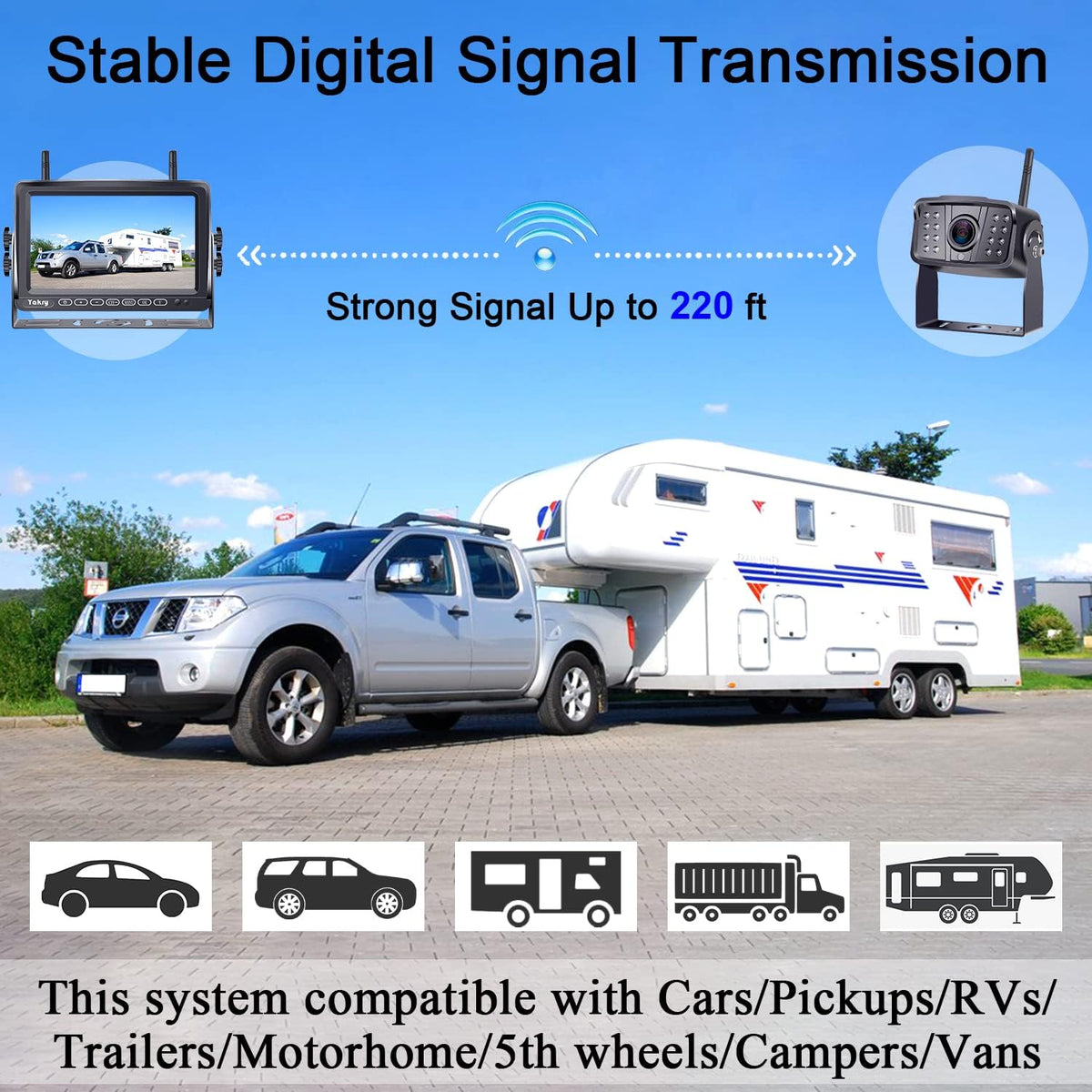 7 Inch HD 1080P Wireless Backup Camera with DVR Monitor W649819