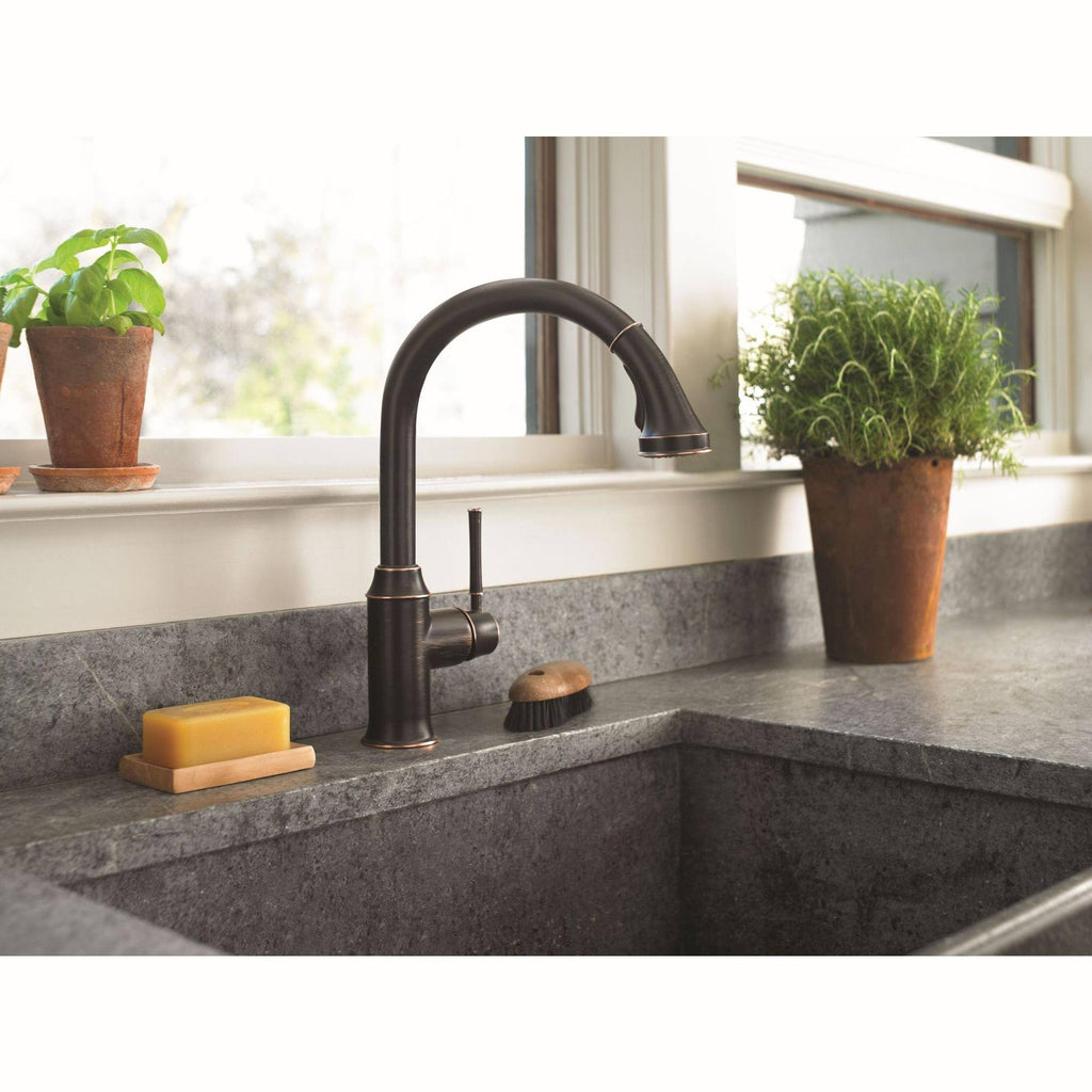 Steel Optik 2-Spray HighArc Pull-Down Kitchen Faucet Z905