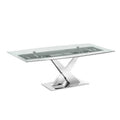 Clear Glass Dining Table with Polished Stainless Steel Base T225897