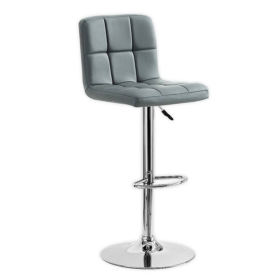 Grey Faux Leather Adjustable Bar Stool G34102