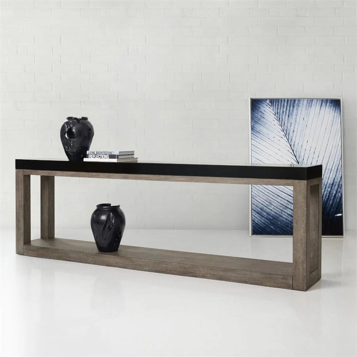 Contemporary Wood Console Table in Black and Brown S8494