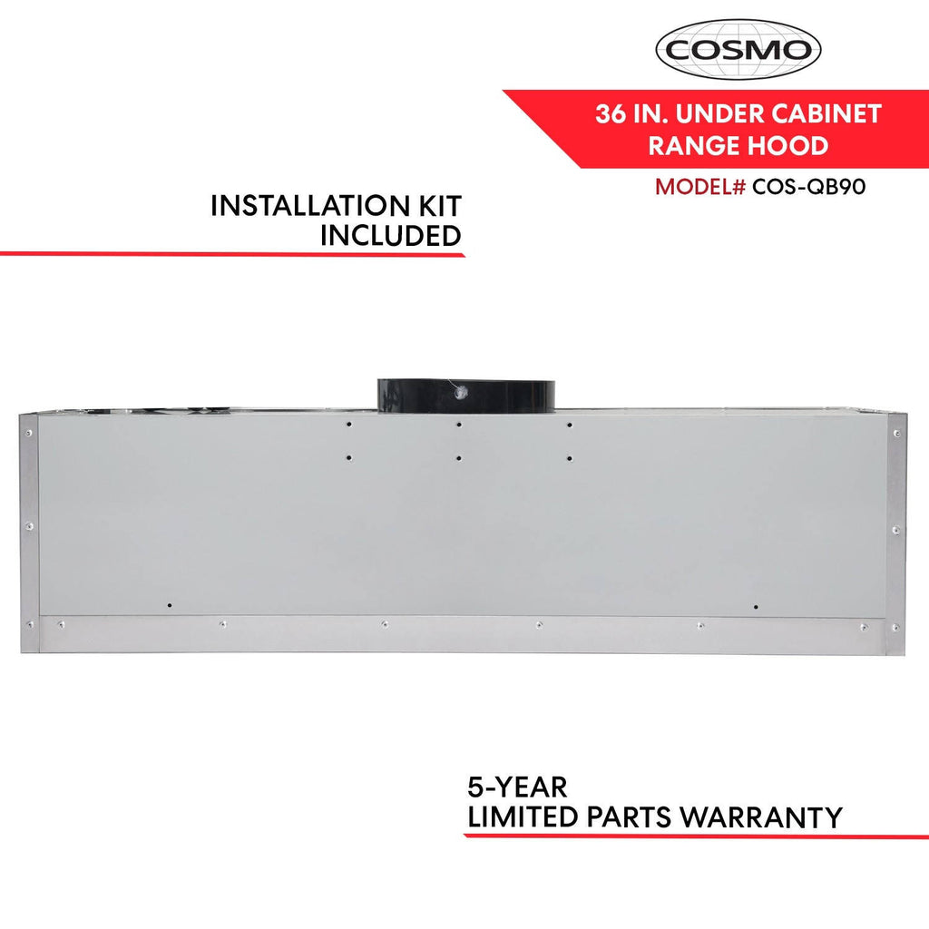 Stainless Steel Ducted Under Cabinet Range Hood with Push Button Controls, LED Lighting and Permanent Filters R524