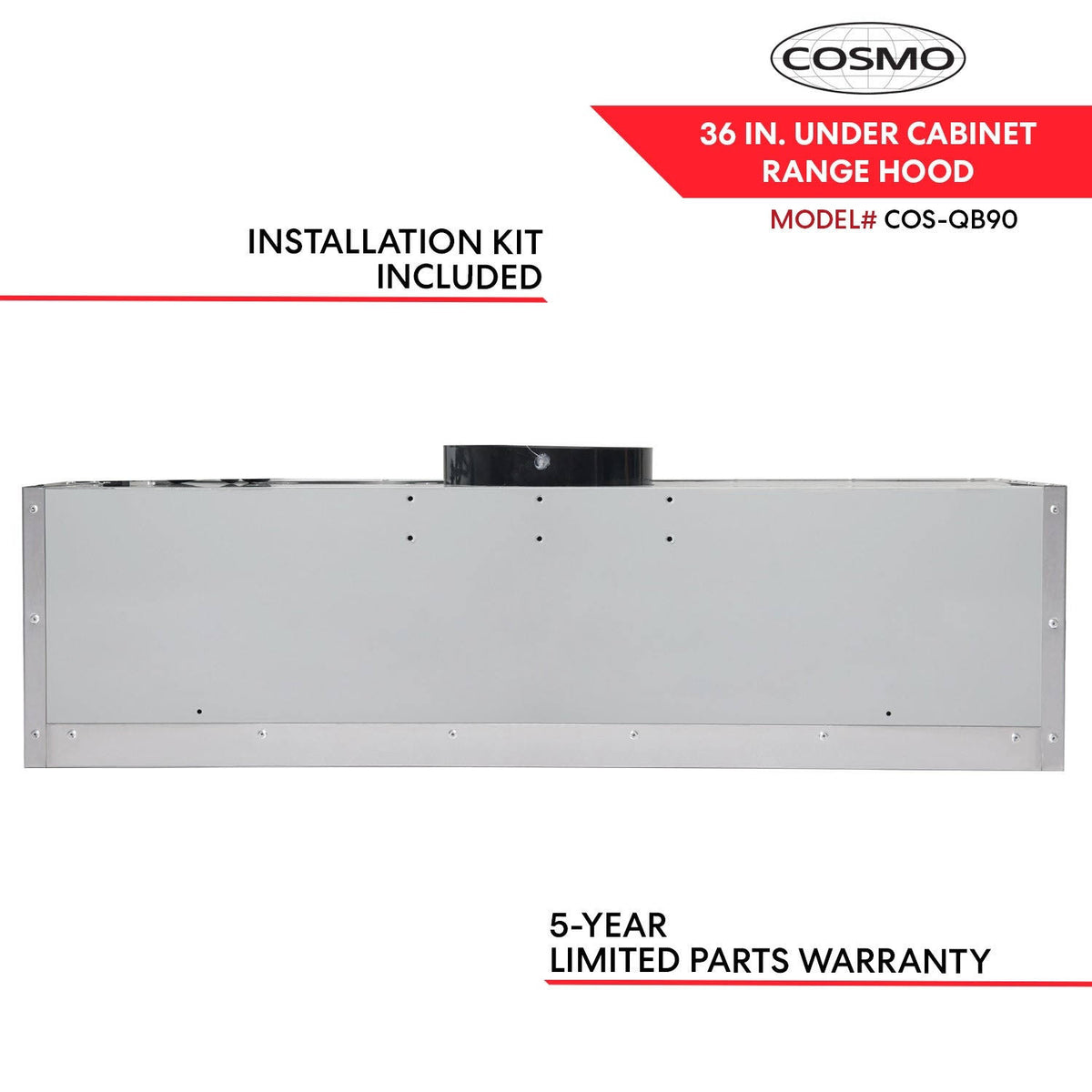 Stainless Steel Ducted Under Cabinet Range Hood with Push Button Controls, LED Lighting and Permanent Filters R524