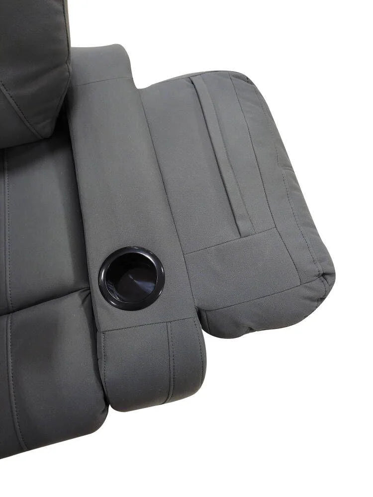 Gray Faux Microsuede Recliner with Cupholder V2237