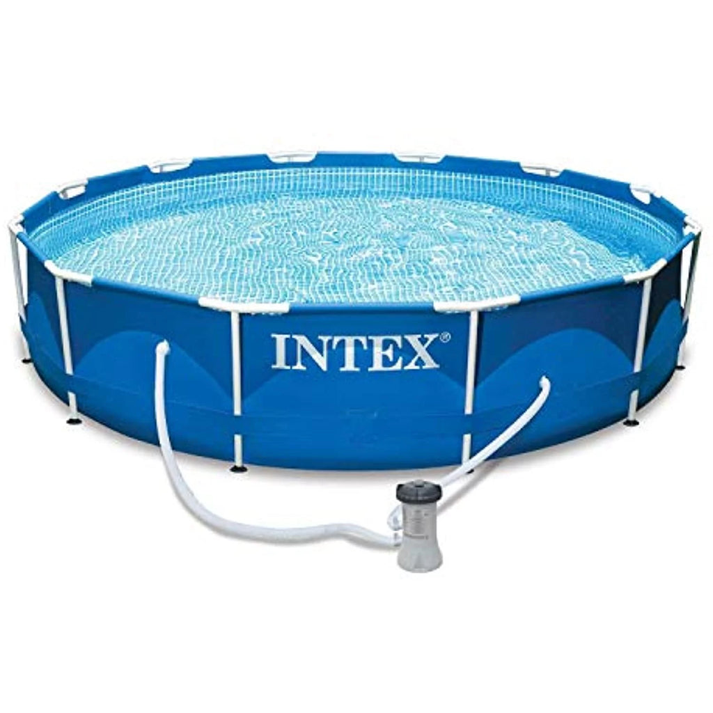 12 Ft x 30 Inches Metal Frame Above Ground Swimming Pool with Filter & Cover I5877