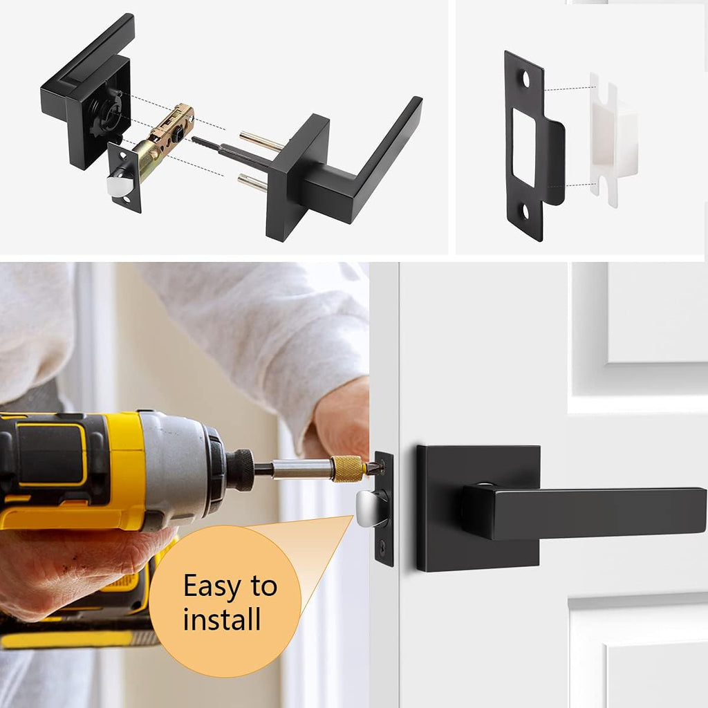 3 Pack Square Passage Door Levers in Matte Black Finish Y479868