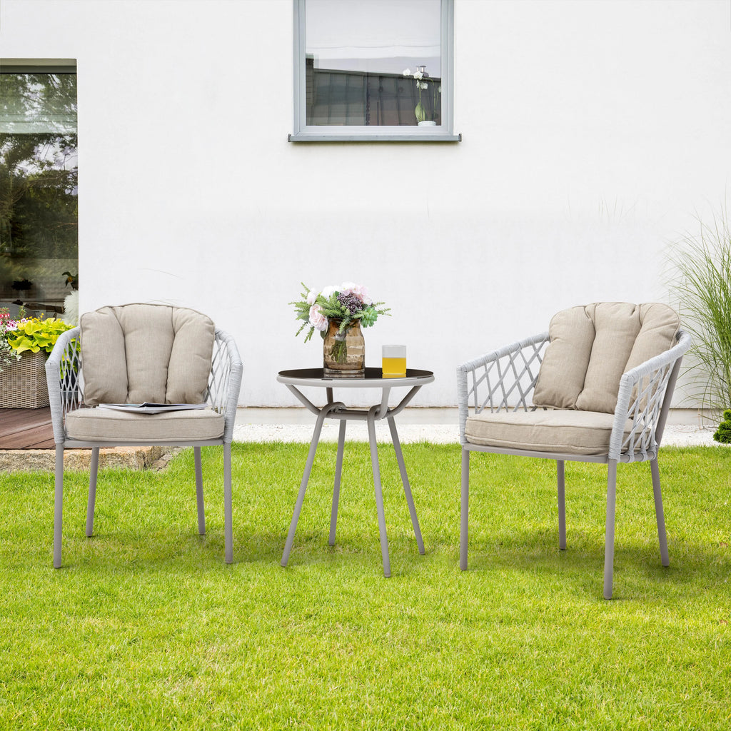 3pcs Steel Rope Bistro Set with Cushions J2117