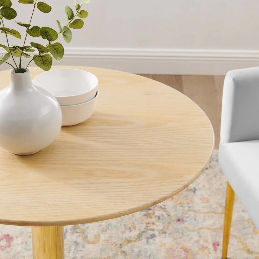28" Round Wood & Metal Dining Table K926