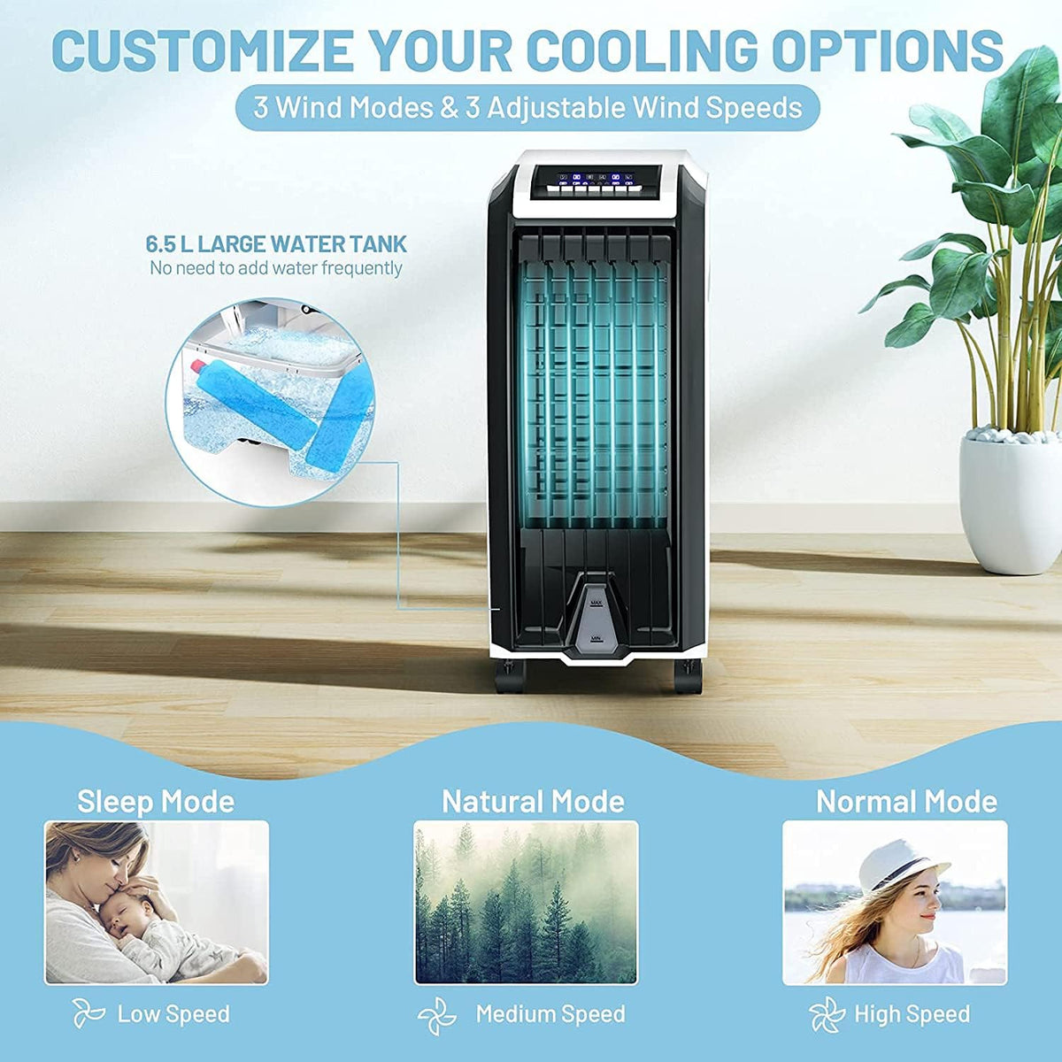 Portable 4-in-1 Evaporative Air Cooler with Humidifier L67989