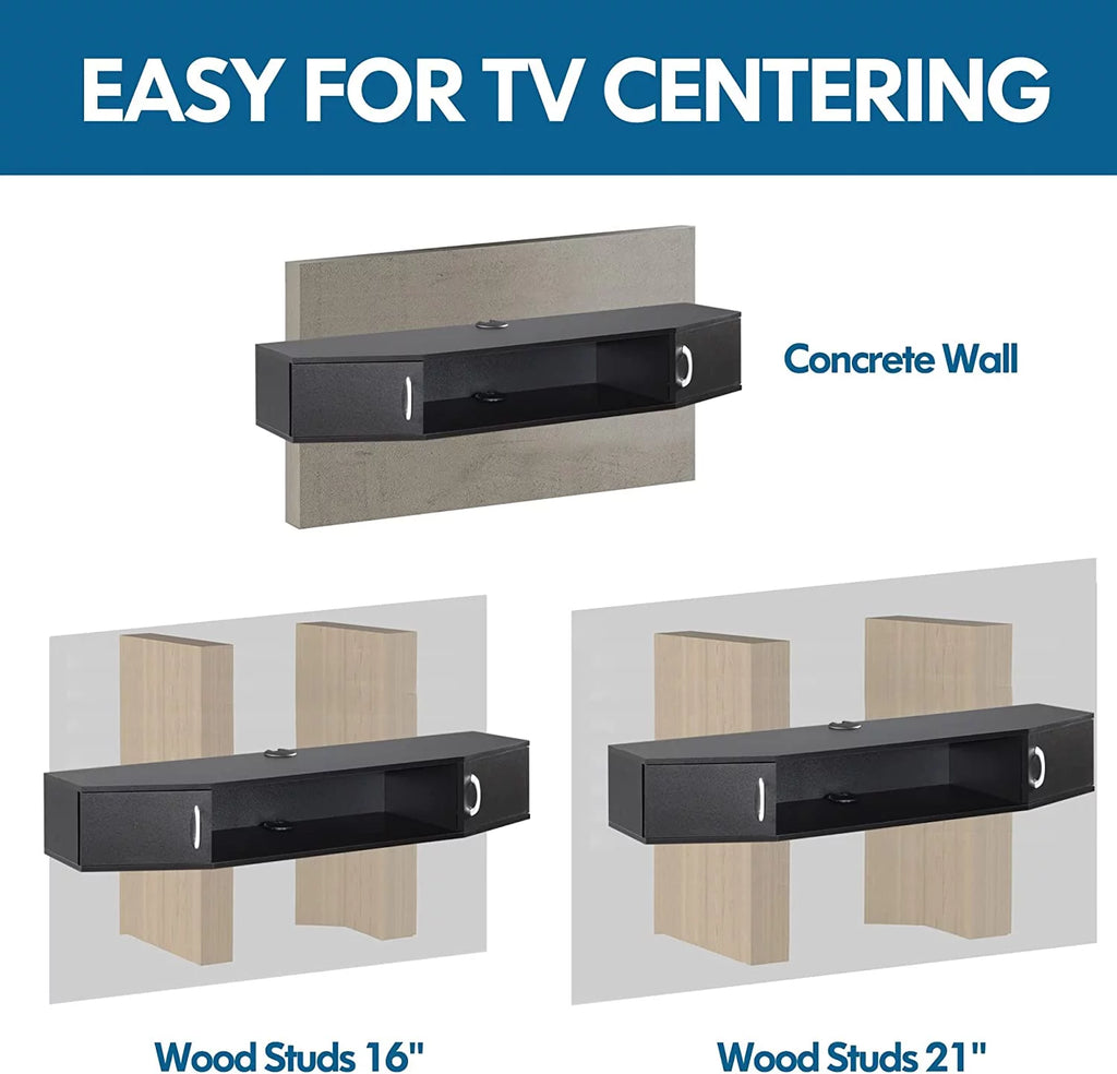 Floating TV Stand with LED Lights and Storage Cabinets P198
