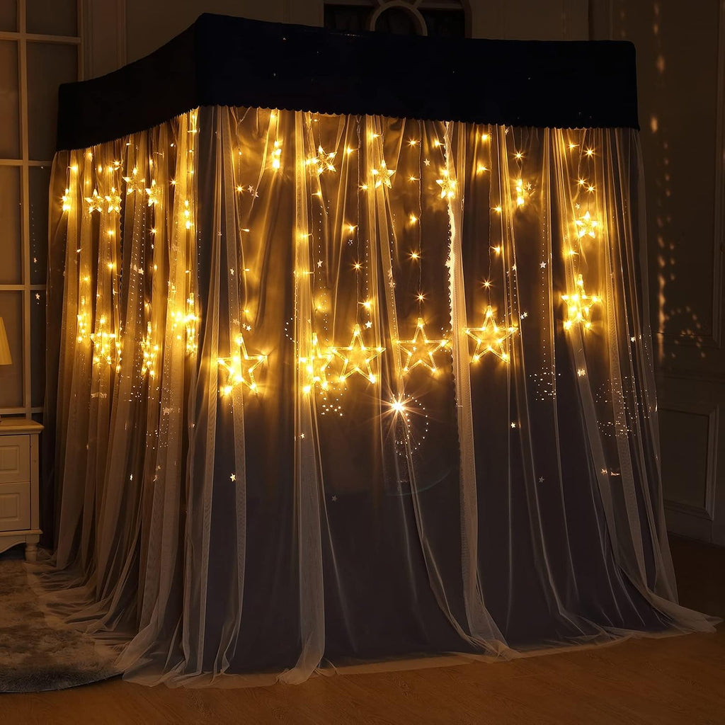 Black 100% Lightproof 4 Corner Post Bed Curtain Canopy (King) L290