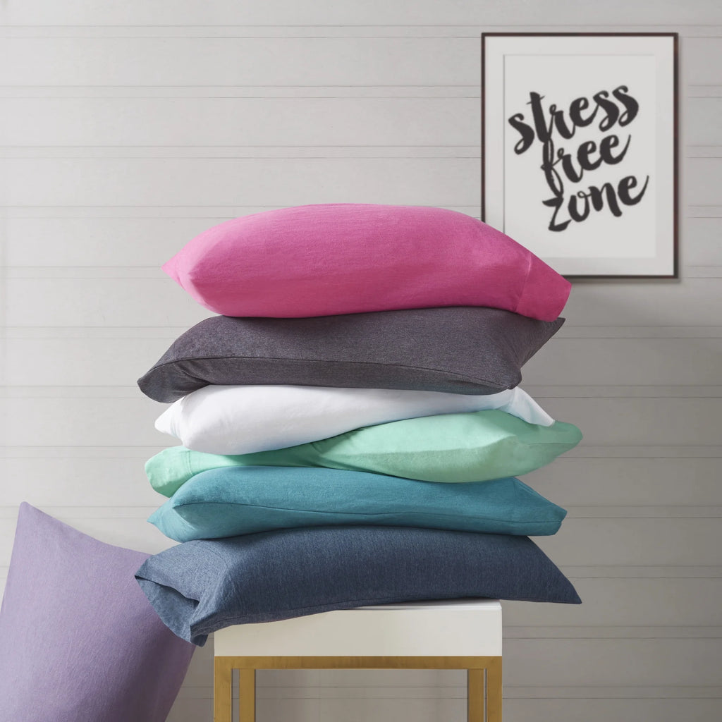 Cotton Blend Jersey Knit 4 Piece White Queen Sheet Set K4938