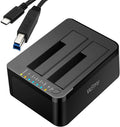USB C 3.0 to SATA External Hard Drive Docking Station for Dual Bay 2.5 3.5 Inch SATA I II III, Black L111644