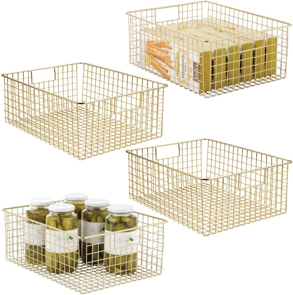 Satin Metal Wire Cabinet Organizer Bins 4 Pack H69047