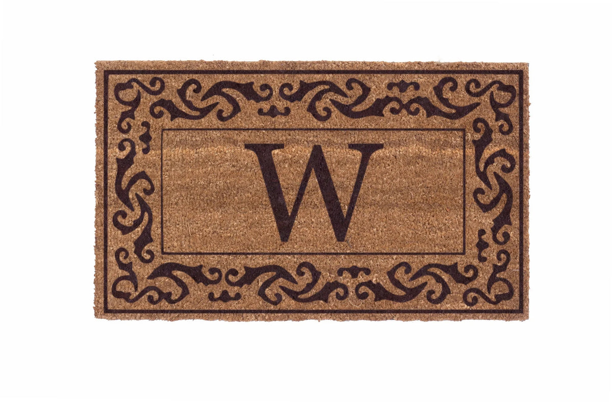 Brown Rolling Scrolls Border Vinyl Backed Doormats 38" x 60" F54710