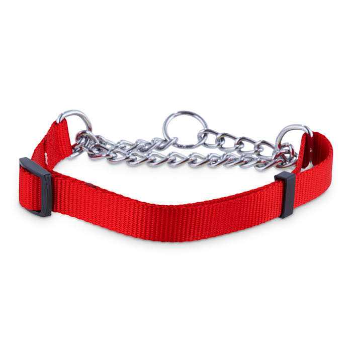Check Nylon & Chain Dog Collar K8132