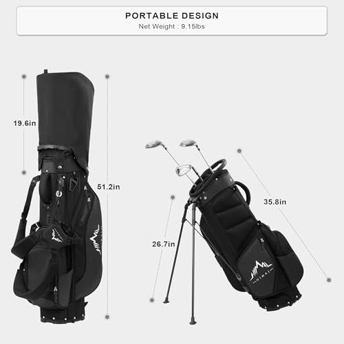Lightweight Golf Stand Bag with 5 Way Full-Length Dividers and 8 Pockets Y613657