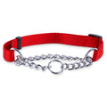 Check Nylon & Chain Dog Collar K8132