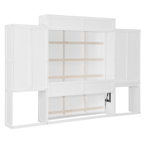 Queen Size Wood Murphy Bed with Desk and Storage B8647