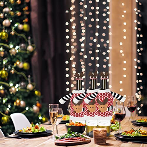 3Pack Christmas Wine Bottle Covers Reindeer Red R5395