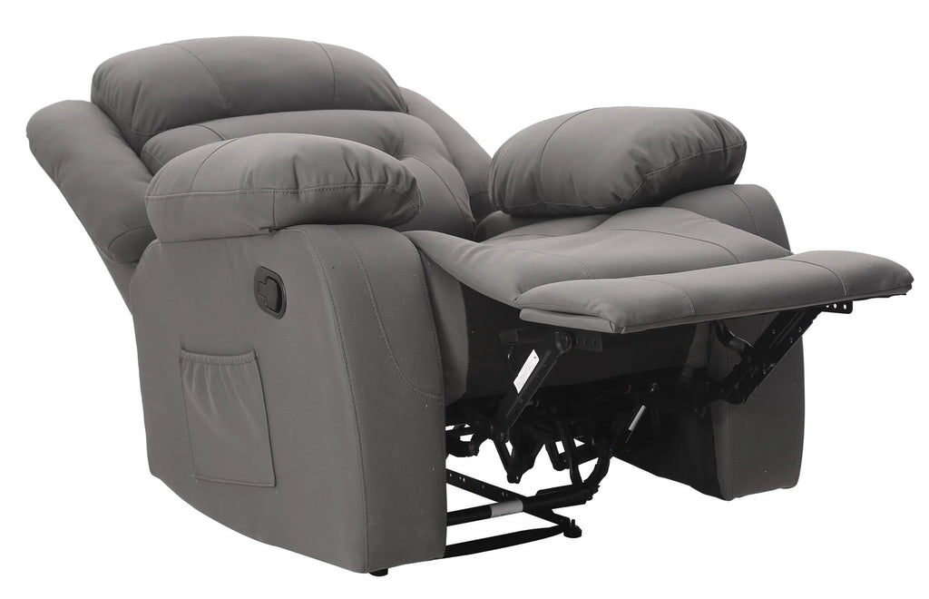 Gray Faux Microsuede Recliner with Cupholder V2237