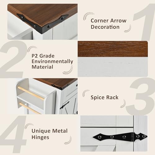 53.5'' Mobile Kitchen Island with Power Outlet W33901